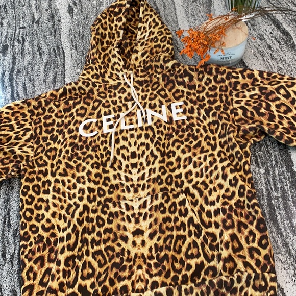 Mens Celine Leopard Print Hoodie Sz L 